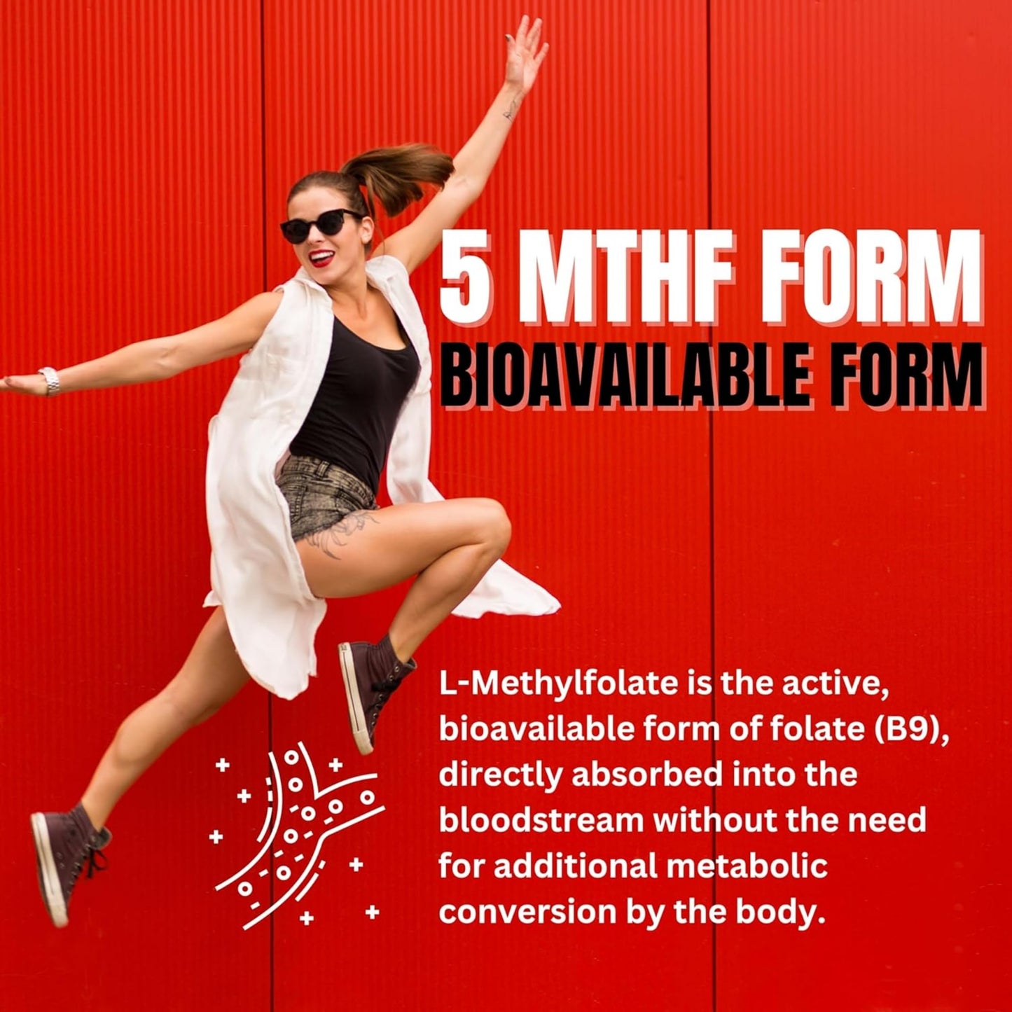 Etiqueta con ingredientes L-Metilfolato, vitamin B9