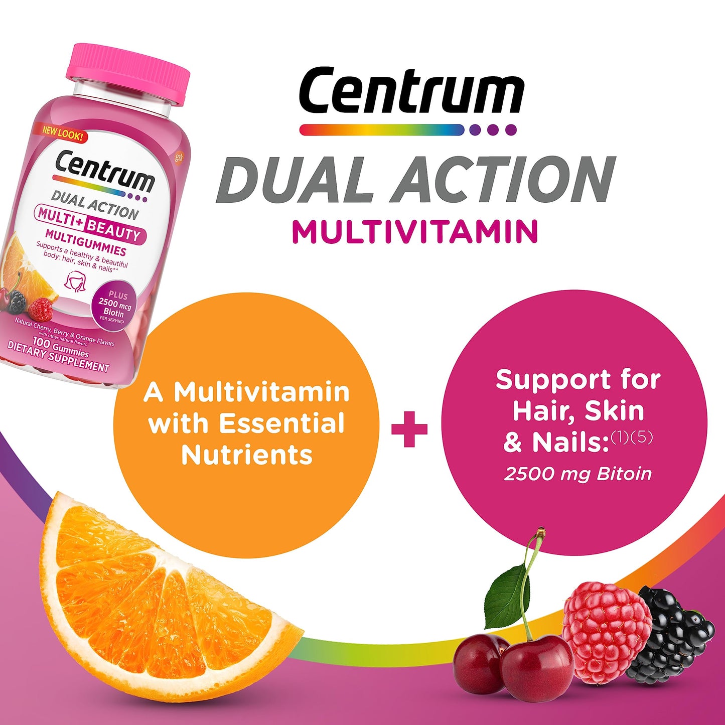 Etiqueta de ingredientes en multivitamínico Centrum.