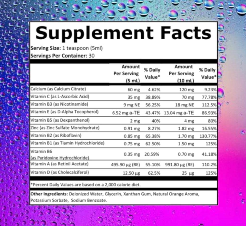 Etiqueta del jarabe multivitamínico infantil U-MORE
