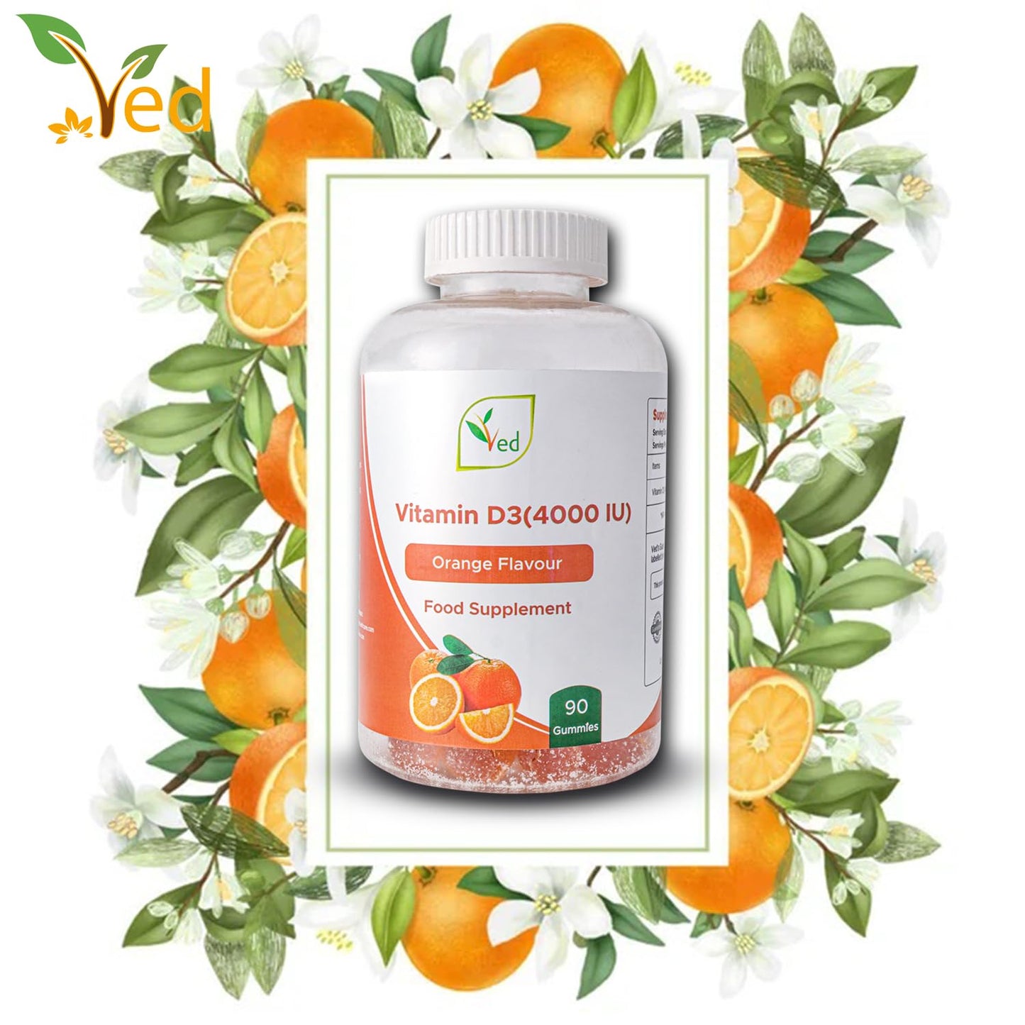 Etiqueta lateral botella gomitas Ved Vitamina D3