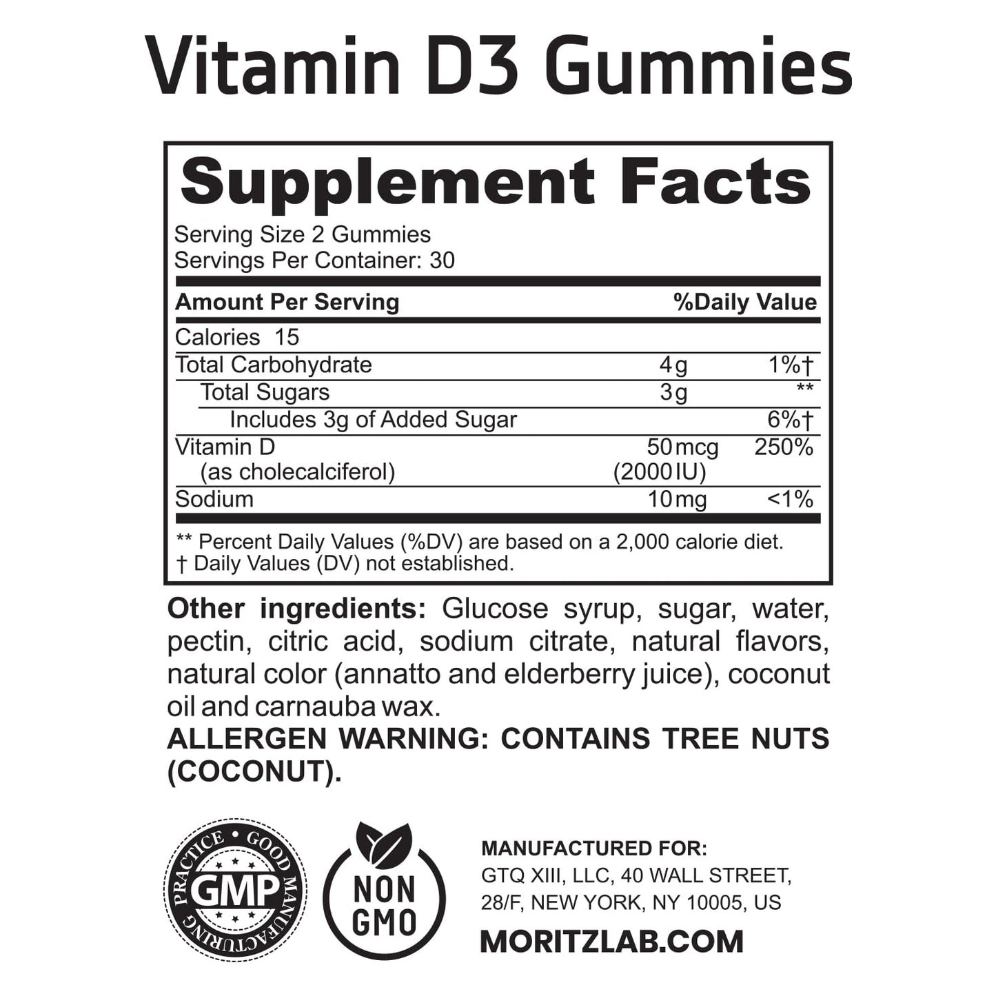 Etiqueta lateral gomitas DR. MORITZ vitamina D3