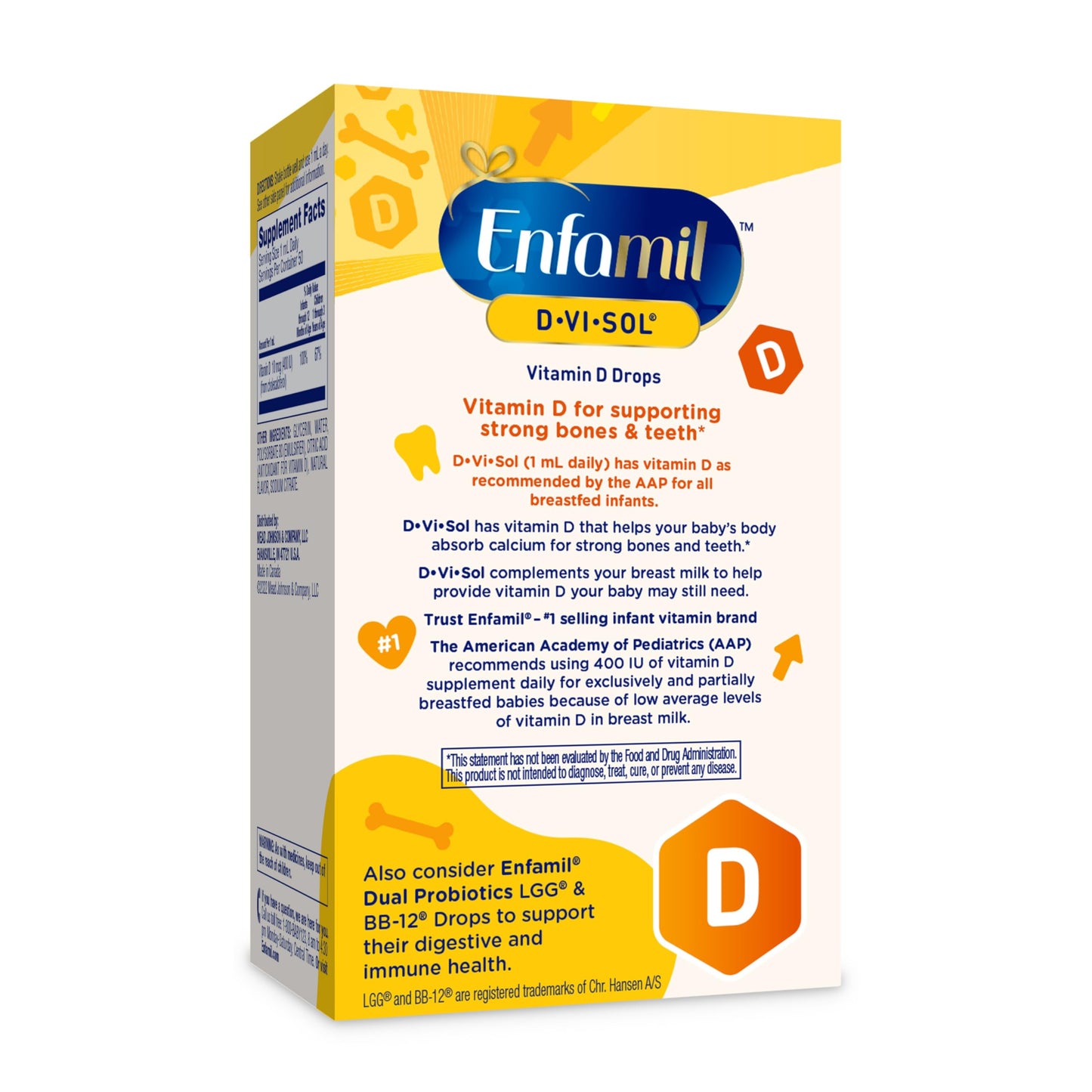 Etiqueta lateral gotas vitamina d para bebés