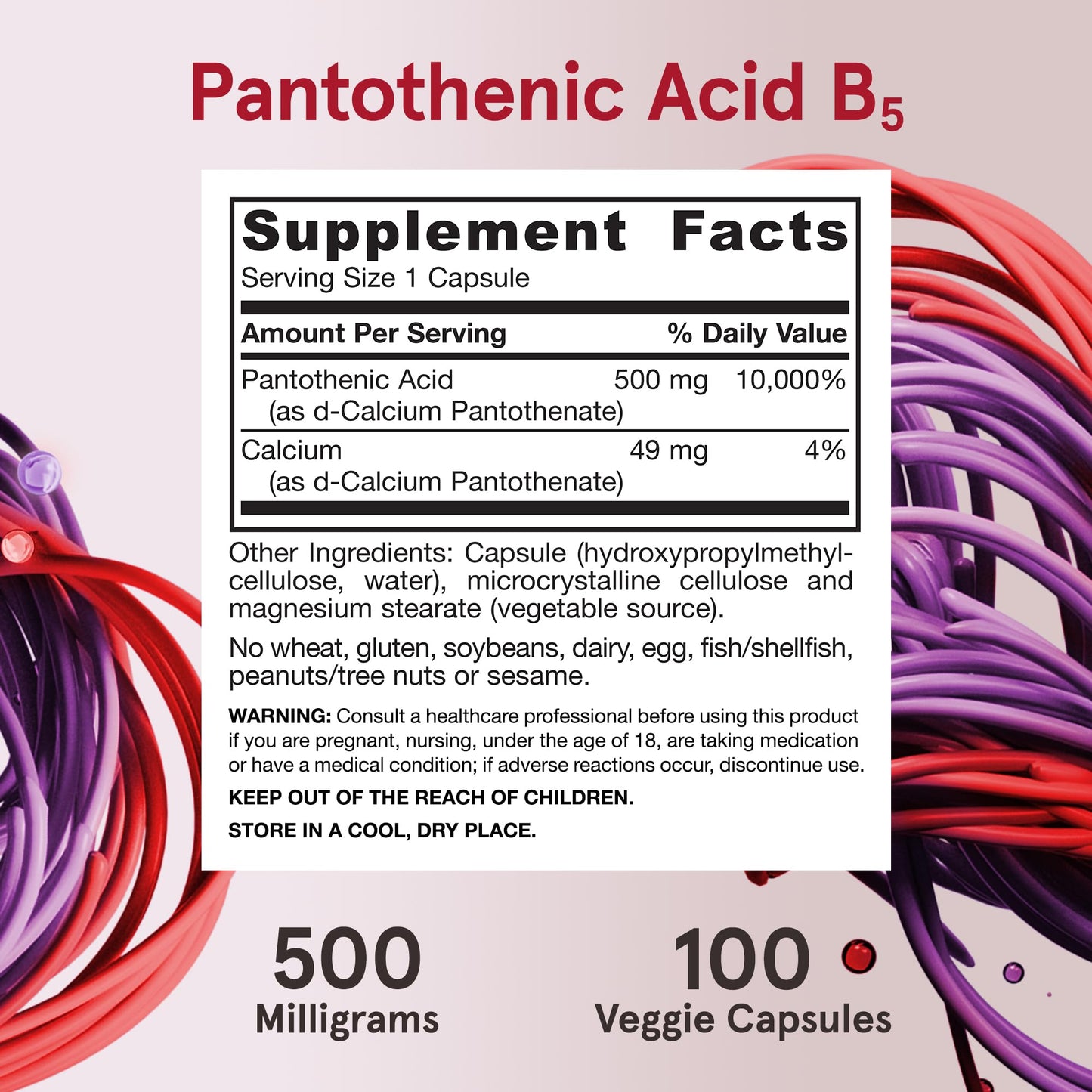 Etiqueta lateral Jarrow Formulas B5 500 mg suplemento