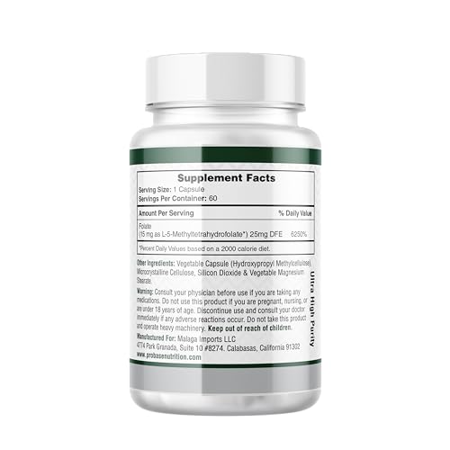 Etiqueta lateral Probase Nutrition L-Metilfolato