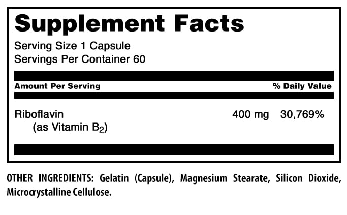Etiqueta lateral Riboflavina Amazing Formulas