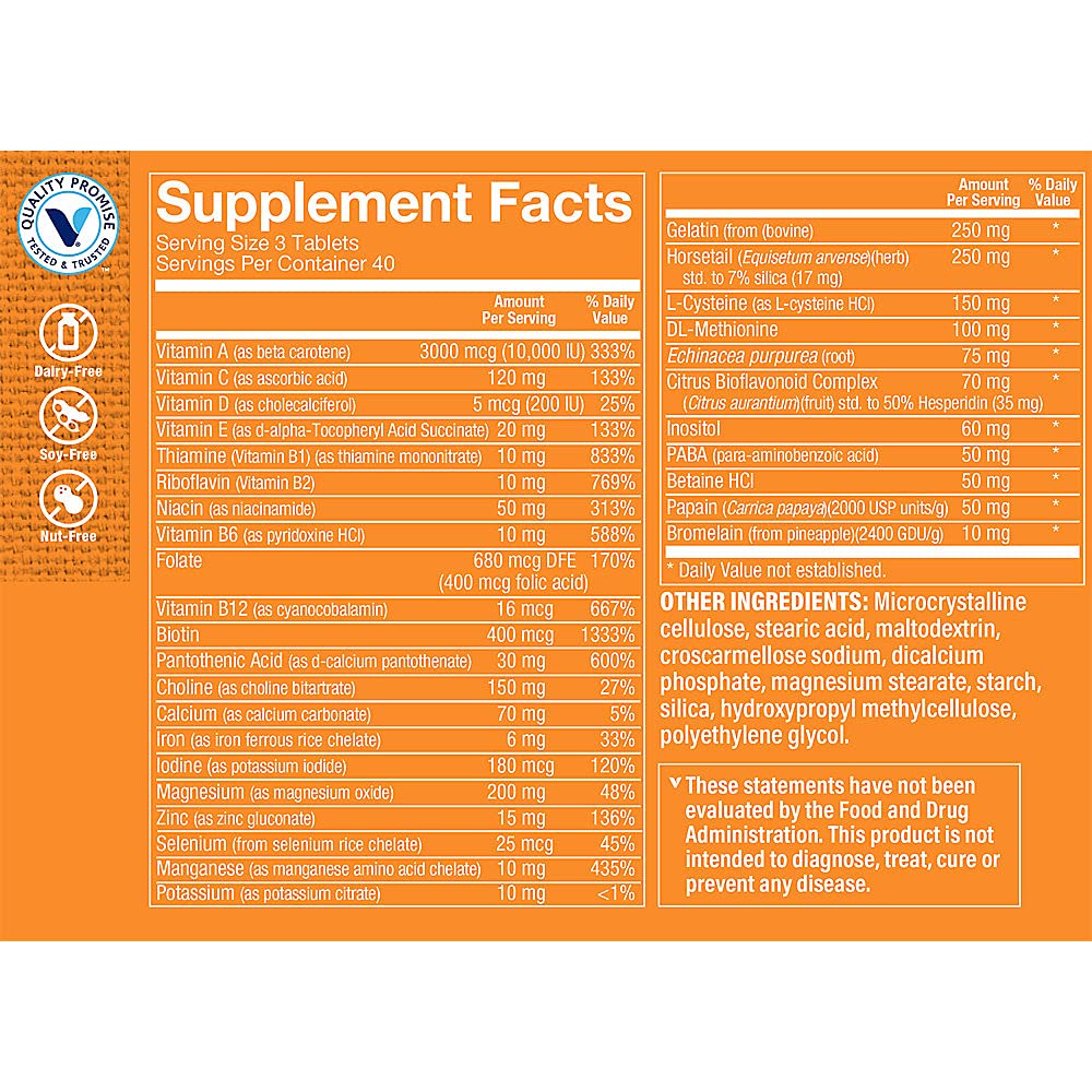Etiqueta lateral The Vitamin Shoppe Cabello Piel y Uñas