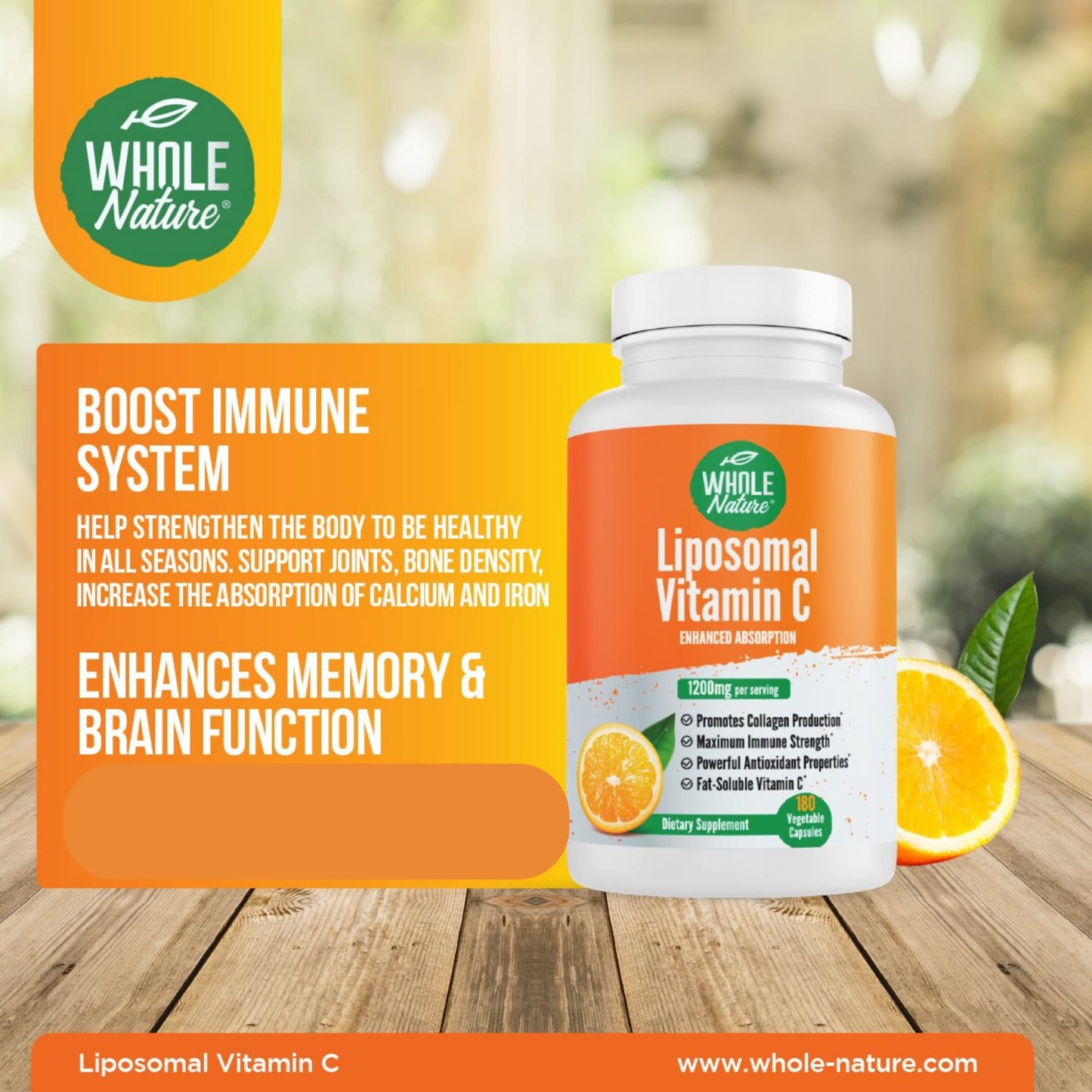Etiqueta lateral Whole Nature vitamina c liposomal