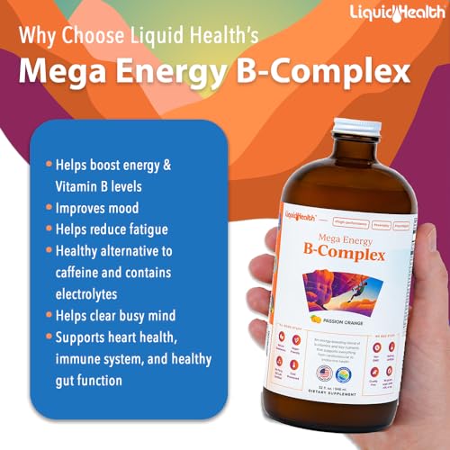 Etiqueta LIQUIDHEALTH mega energía complejo b vegano sin azúcar