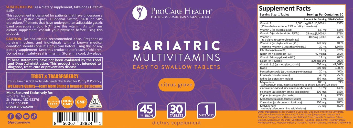 etiqueta multivitaminas bariátricas