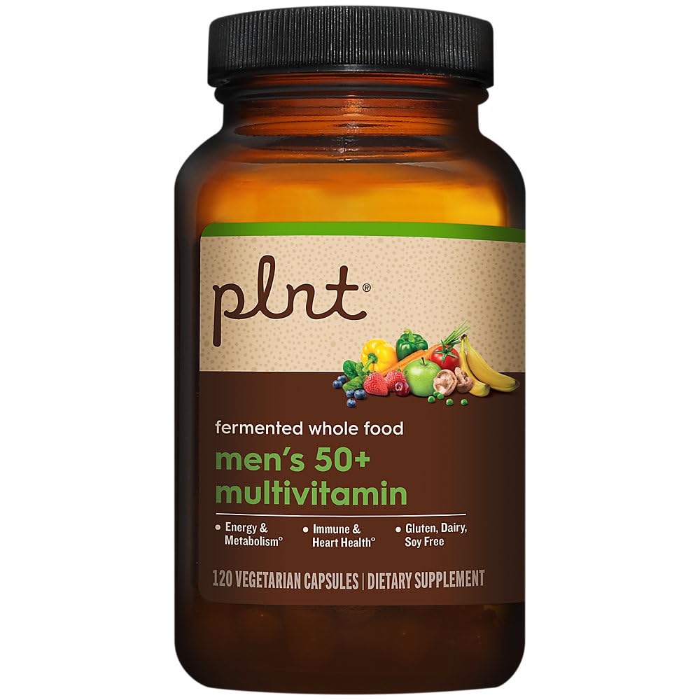 Etiqueta del producto multivitamínico fermentado para hombres 50+