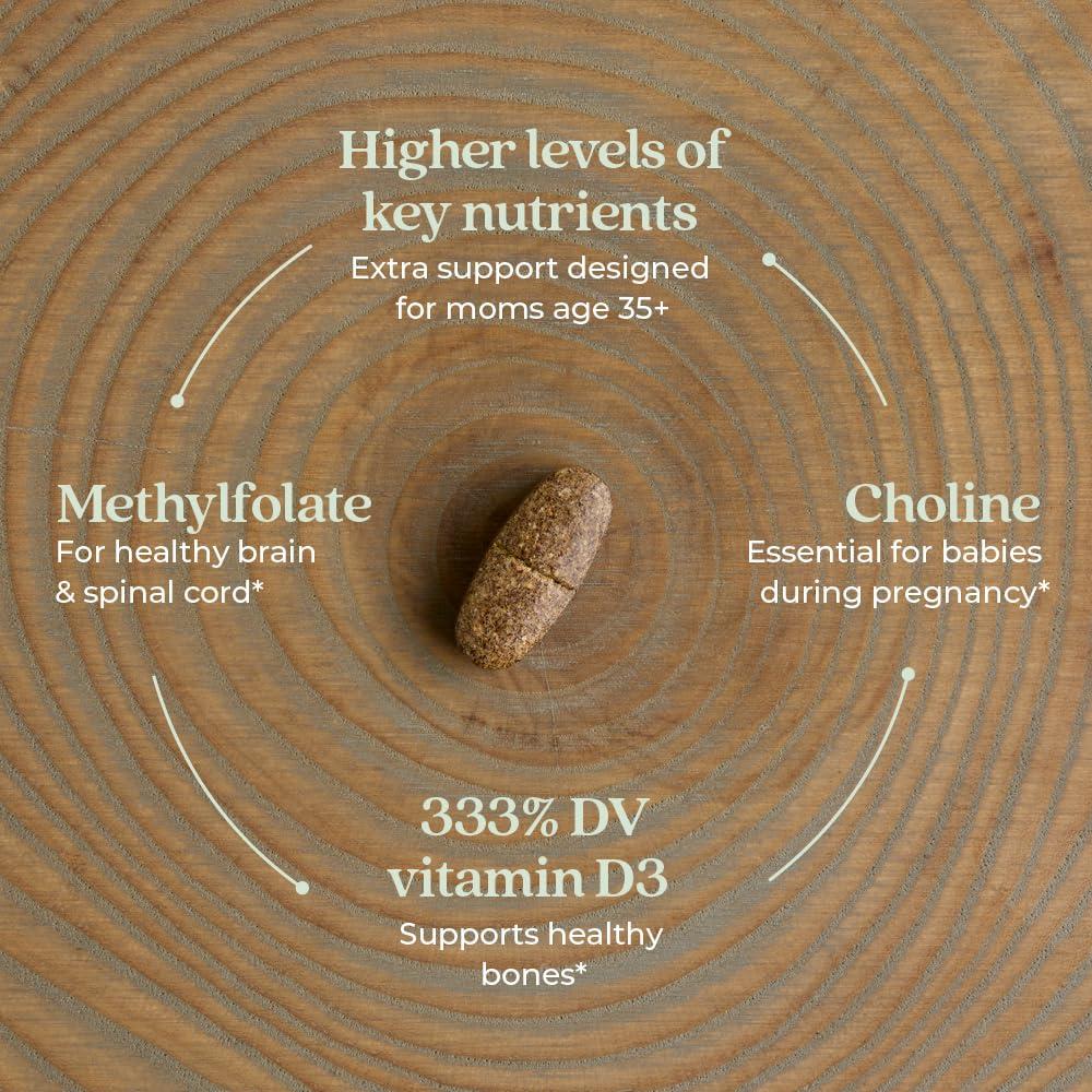 Etiqueta multivitamínico prenatal New Chapter sin gluten y no GMO