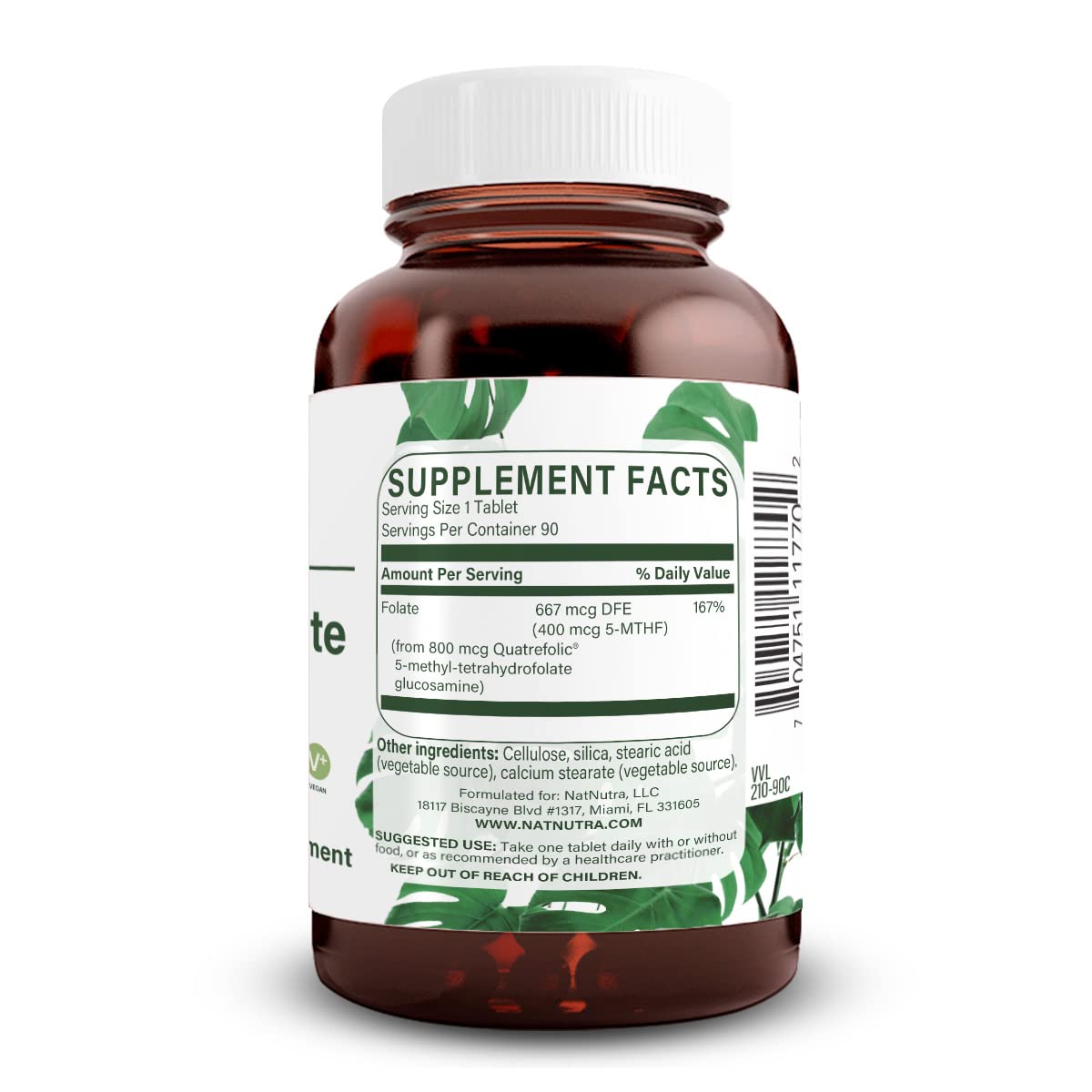 Etiqueta Natural Nutra Metil Folato suplemento para salud cardíaca e inmunidad