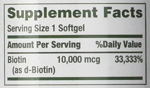 Etiqueta Nature's Bounty Biotina suplemento 120 cápsulas