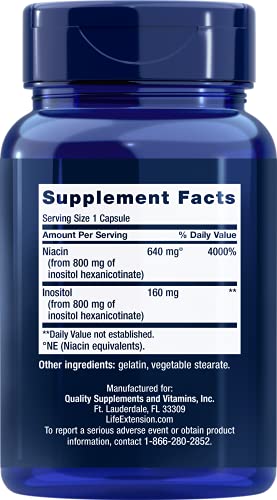 Etiqueta Niacina sin enrojecimiento Life Extension 640 mg