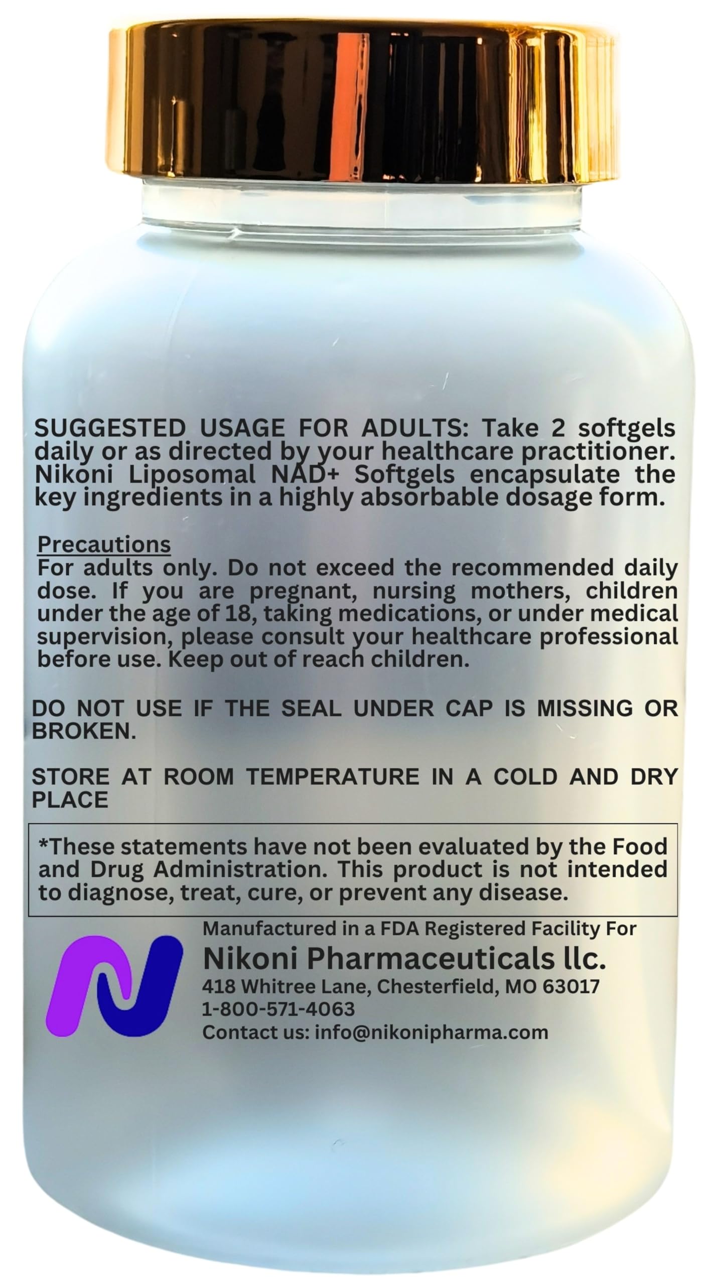 Etiqueta Nikoni NAD+ liposomal detalles fórmula ingredientes