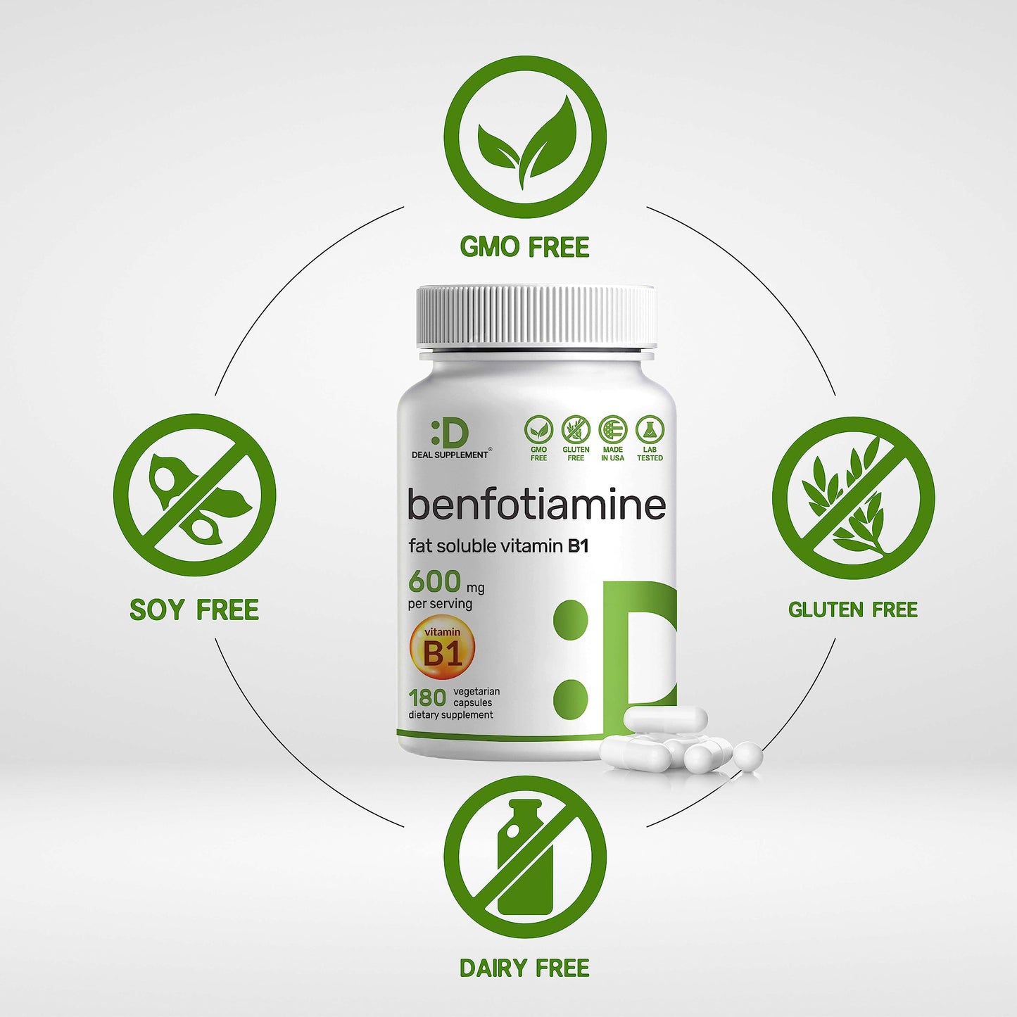 Etiqueta nutricional Benfotiamina cápsulas vegetales