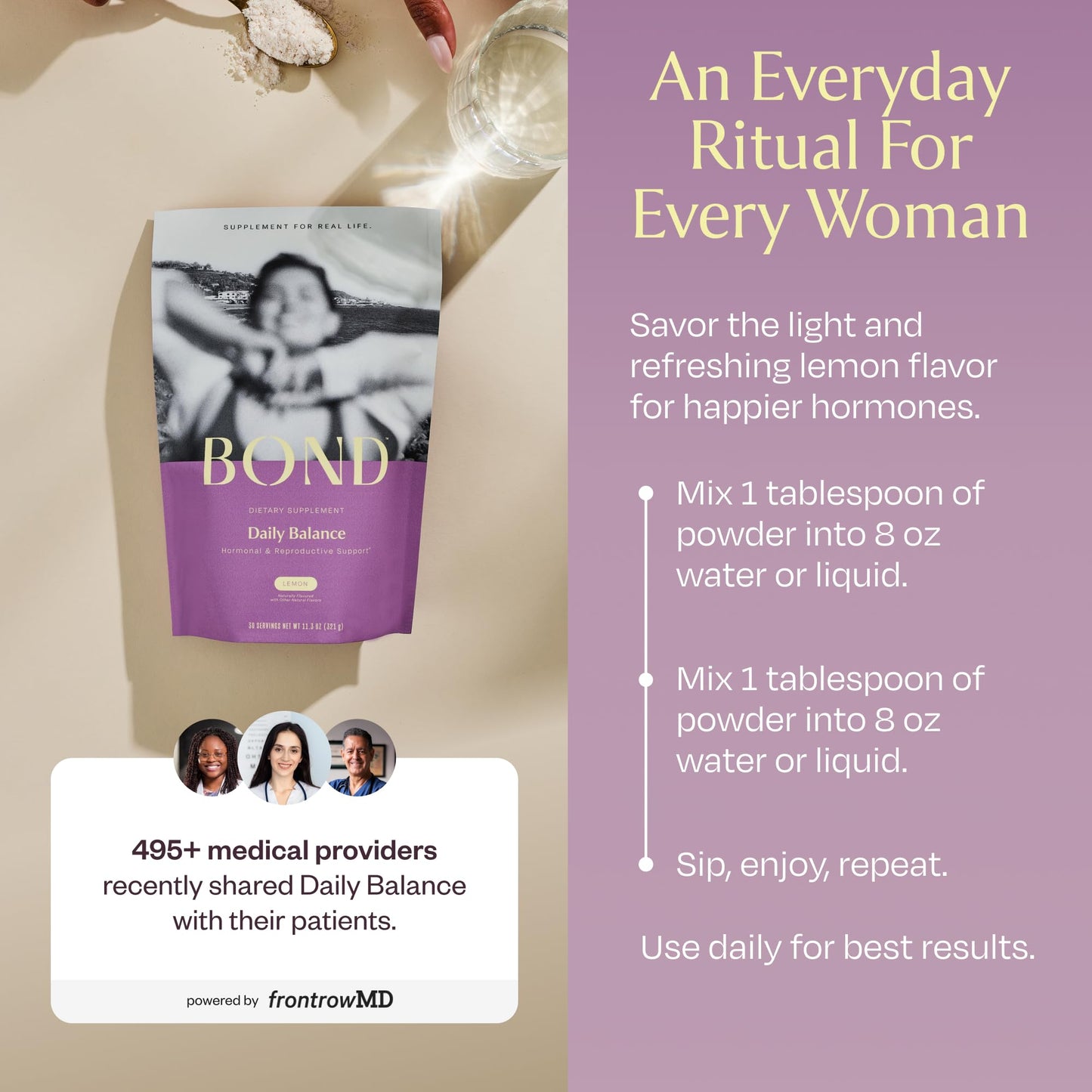 Etiqueta nutricional multivitaminas BOND Hormone Balance mujeres
