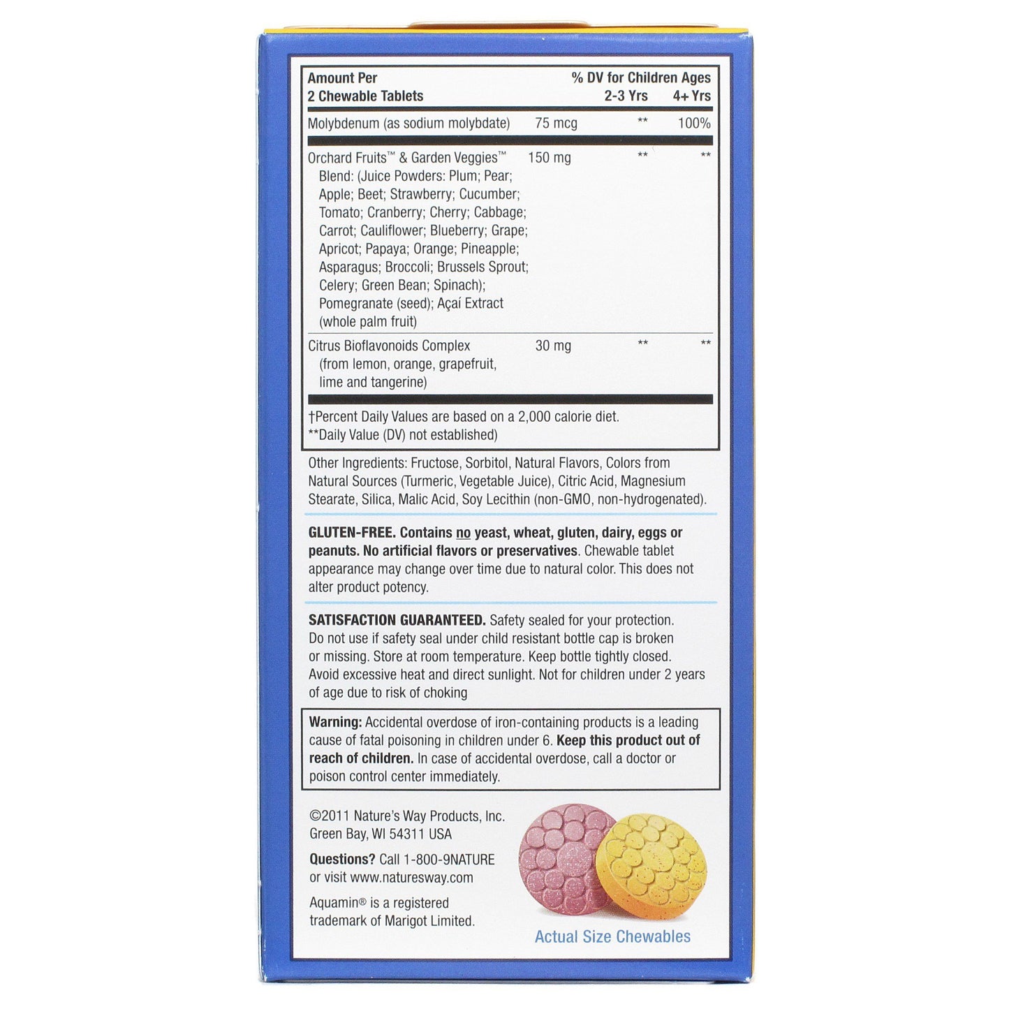 Etiqueta nutricional Nature's Way Alive multivitamínico para niños
