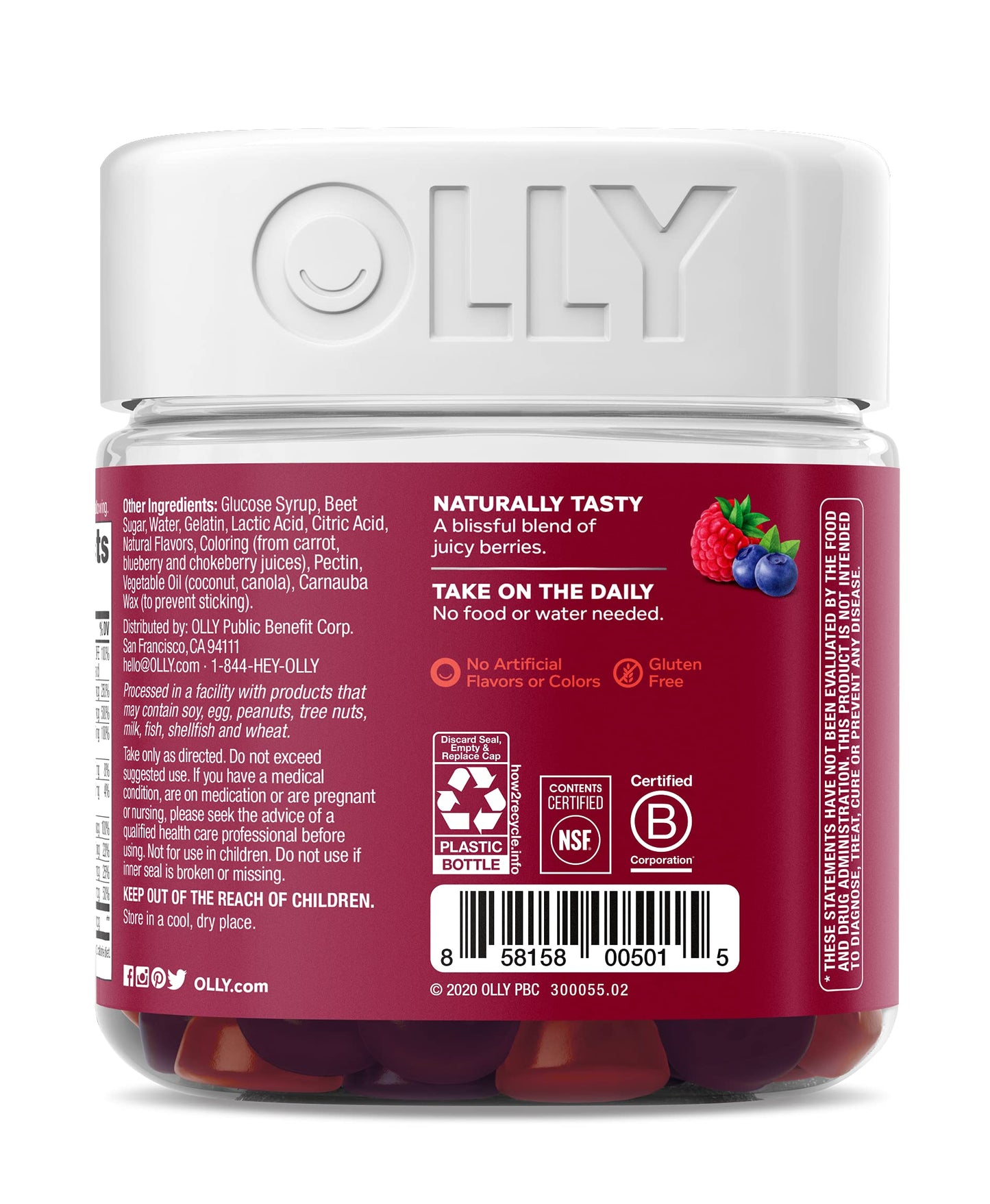 Etiqueta de información nutricional de OLLY Women’s Multi.