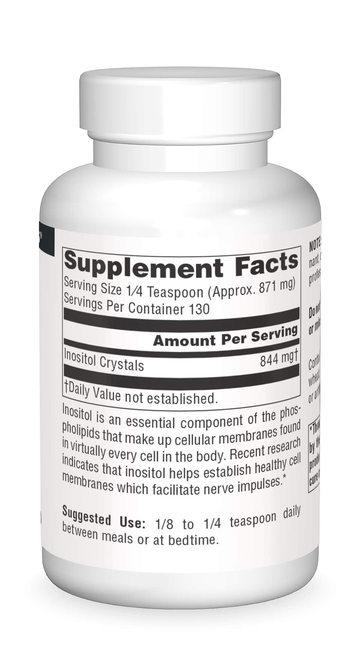 Etiqueta nutricional Source Naturals Inositol puro