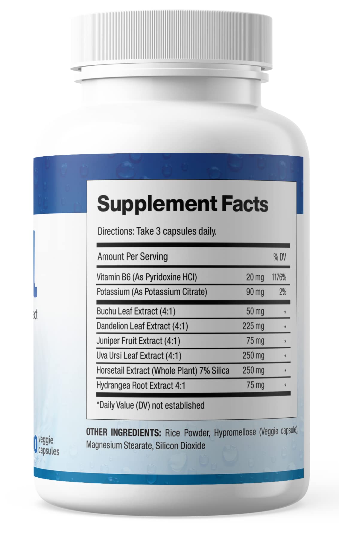 Etiqueta nutricional suplemento Acusil para hinchazón