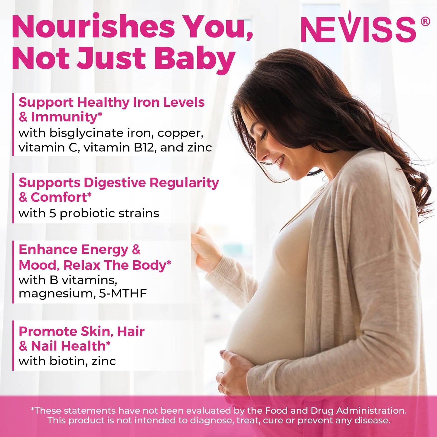 Etiqueta nutricional vitaminas prenatales NEVISS en gomitas