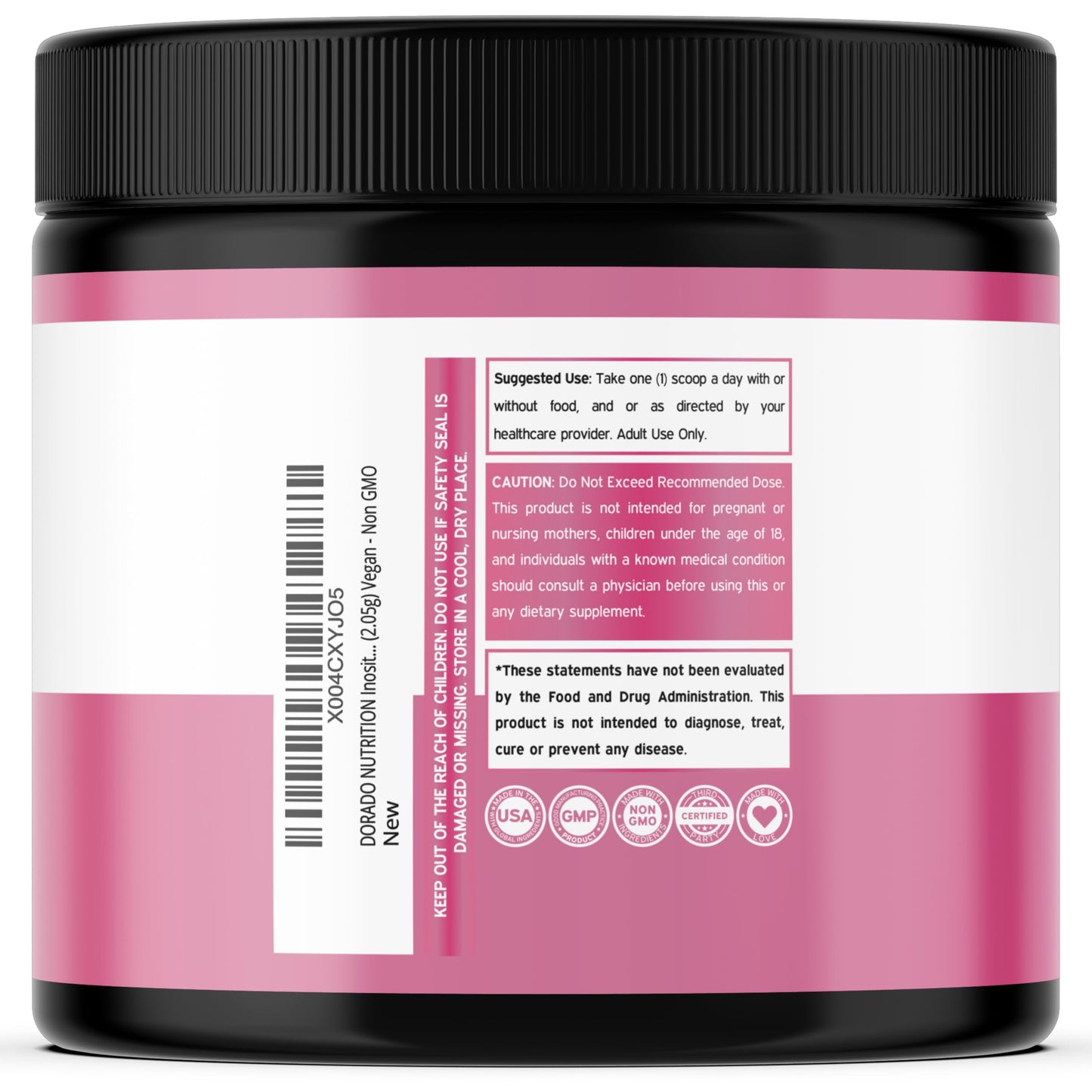 Etiqueta de polvo mio-inositol y d-chiro inositol Dorado Nutrition