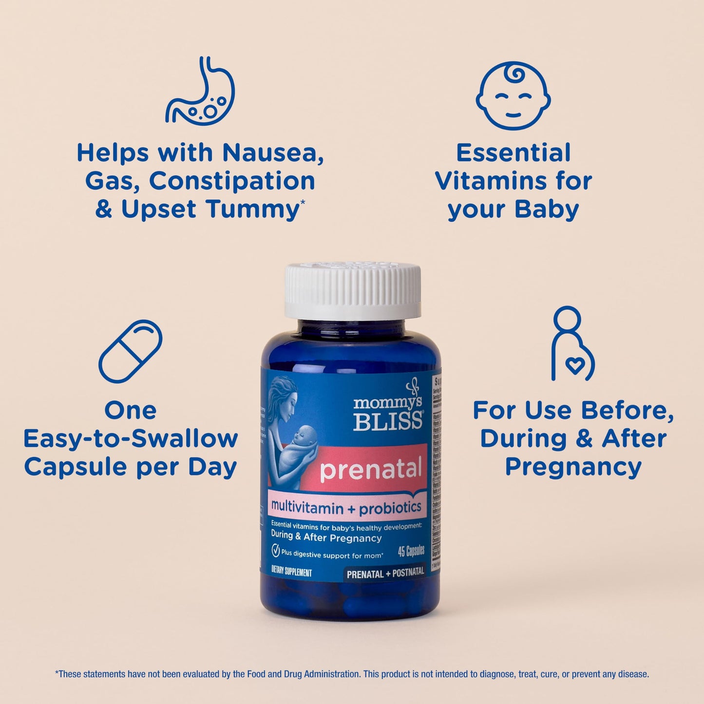 Etiqueta posterior suplemento prenatal Mommy's Bliss