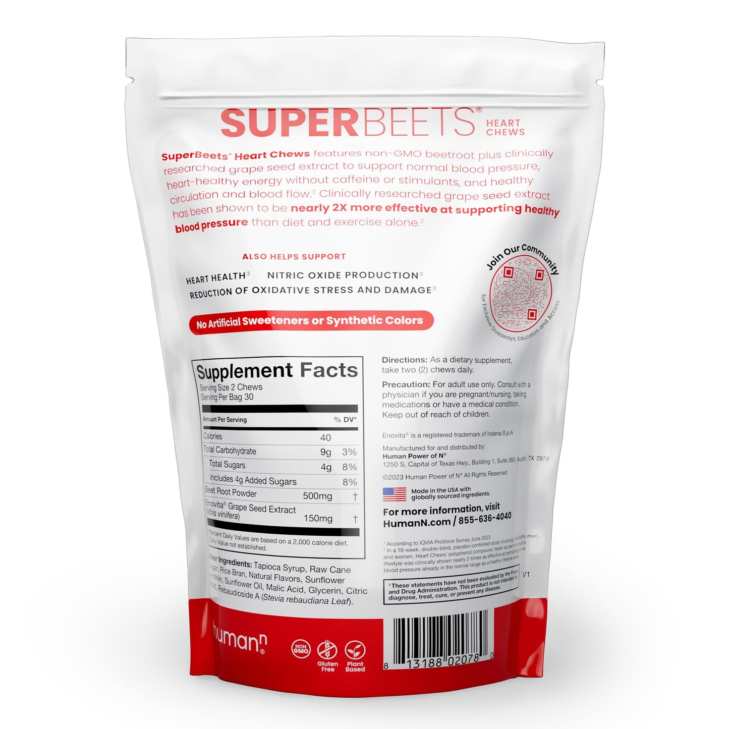 Etiqueta producto HumanN SuperBeets gomitas para corazón