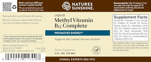 Etiqueta de producto Nature's Sunshine Metil B-12
