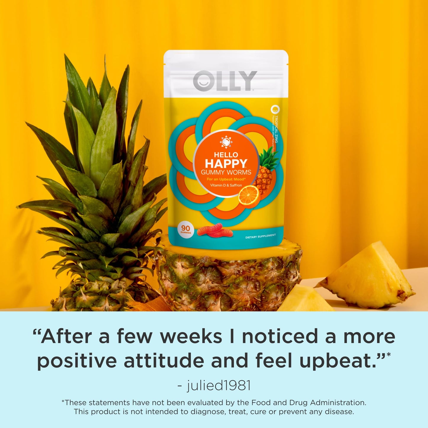 Etiqueta producto OLLY gomitas para salud mental y ánimo