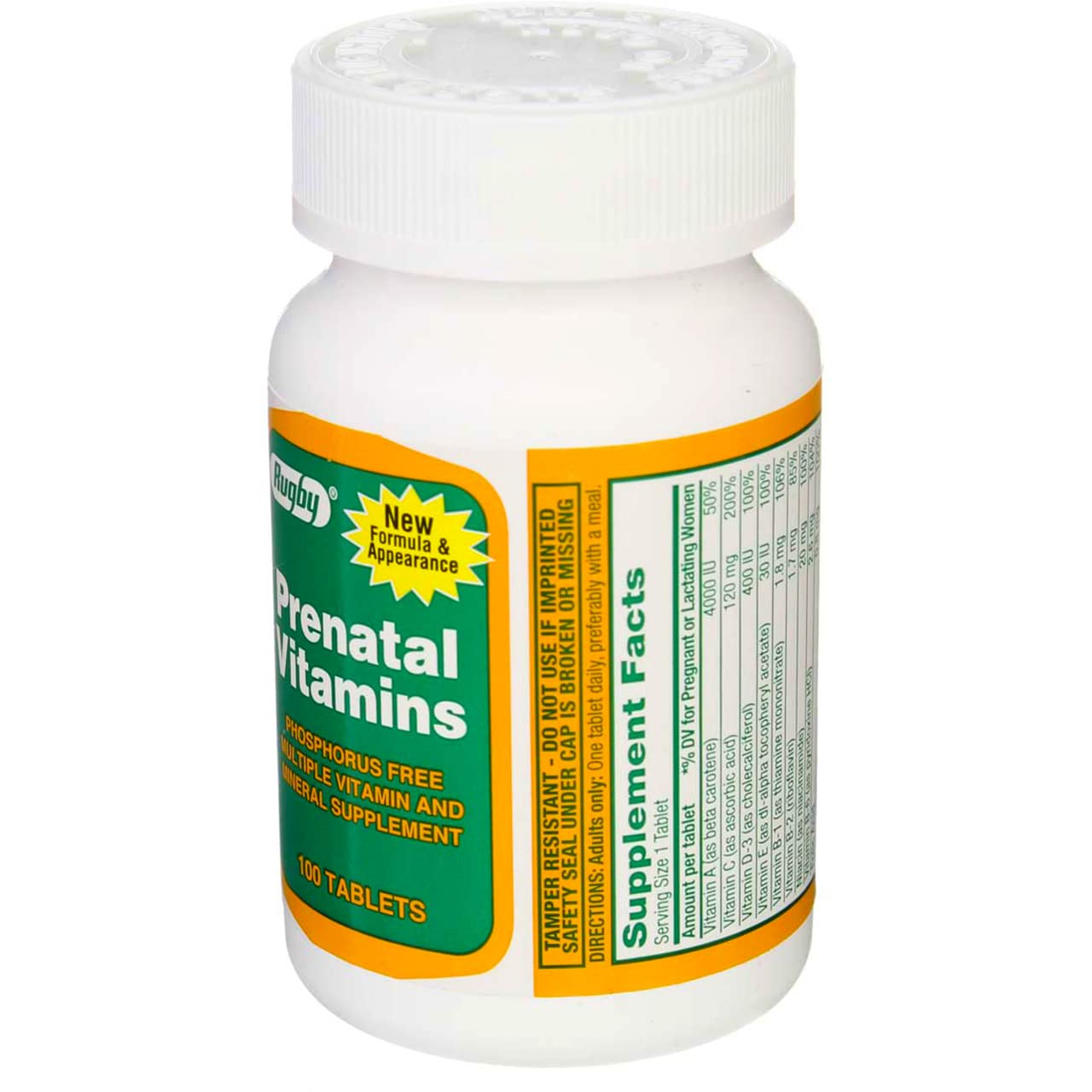 Etiqueta producto Rugby vitaminas prenatales sin fósforo