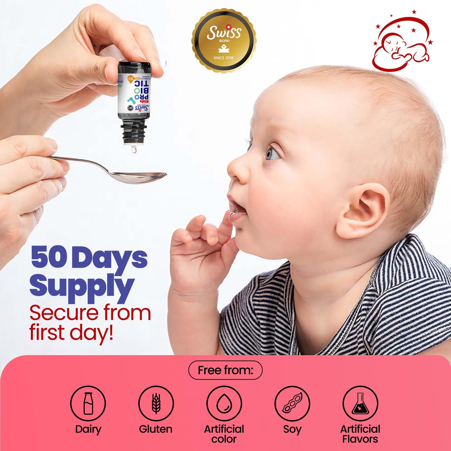 Etiqueta producto Swiss Bork gotas bebé con vitamina d3