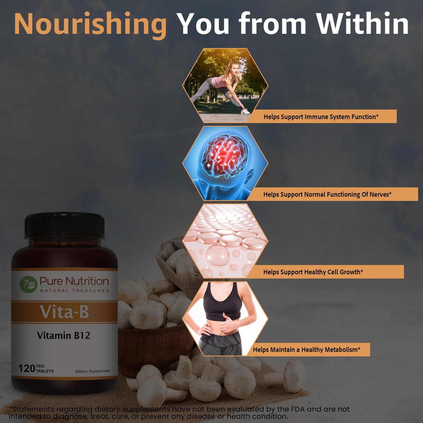 Etiqueta del producto vitamina b12 pure nutrition