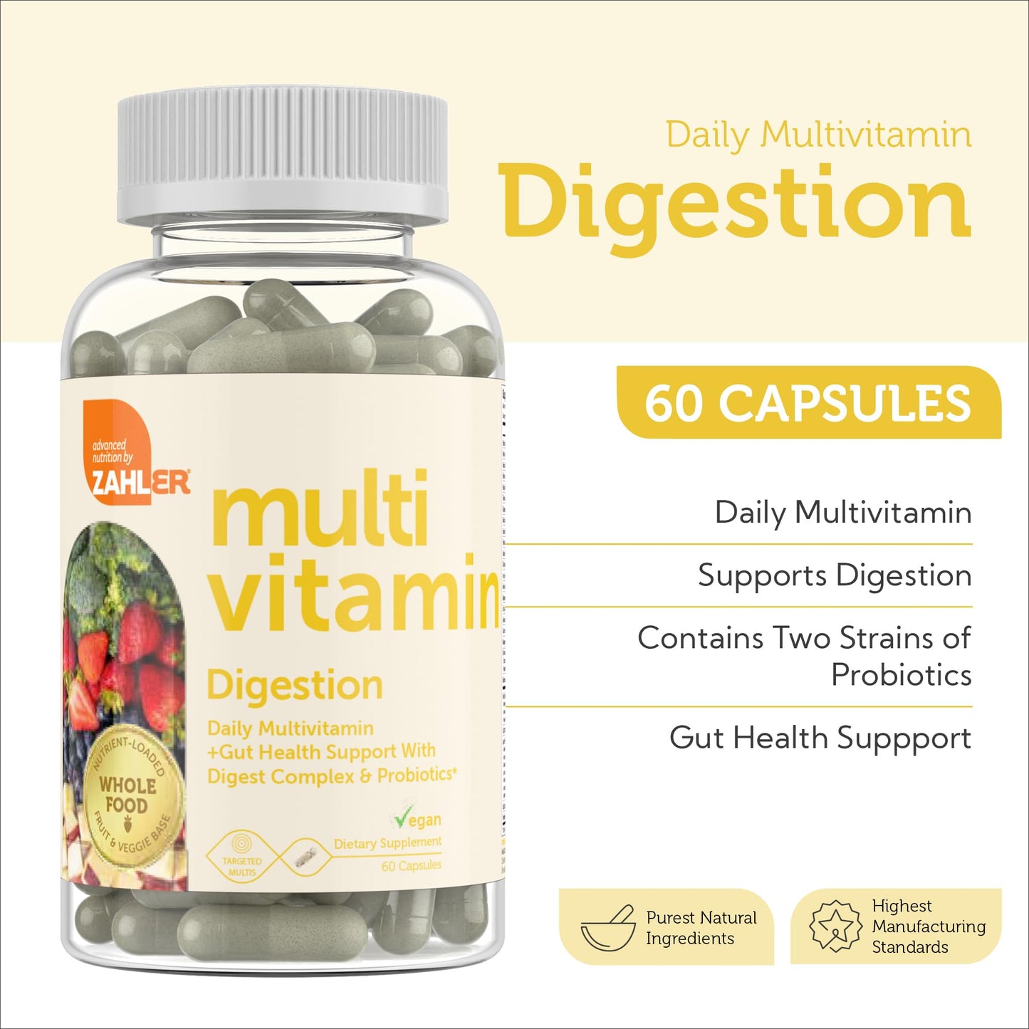 Etiqueta producto Zahler multivitamínico con probióticos