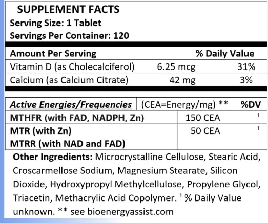 Etiqueta Resonex para metilación y vitaminas b12