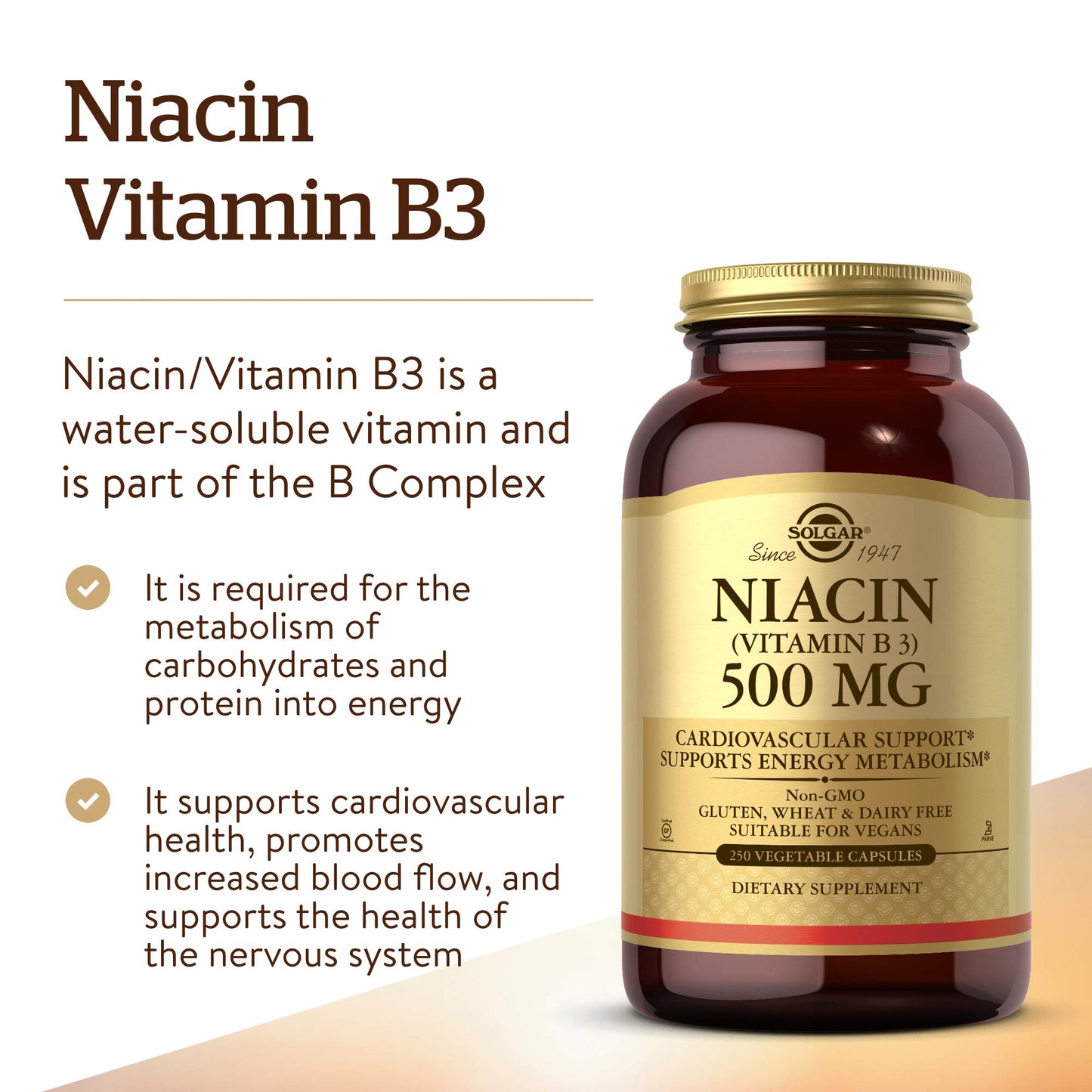 Etiqueta de Solgar Niacina 500mg