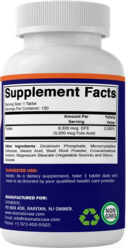 Etiqueta suplemento Vitamatic ácido fólico vitamina B9 paquete doble