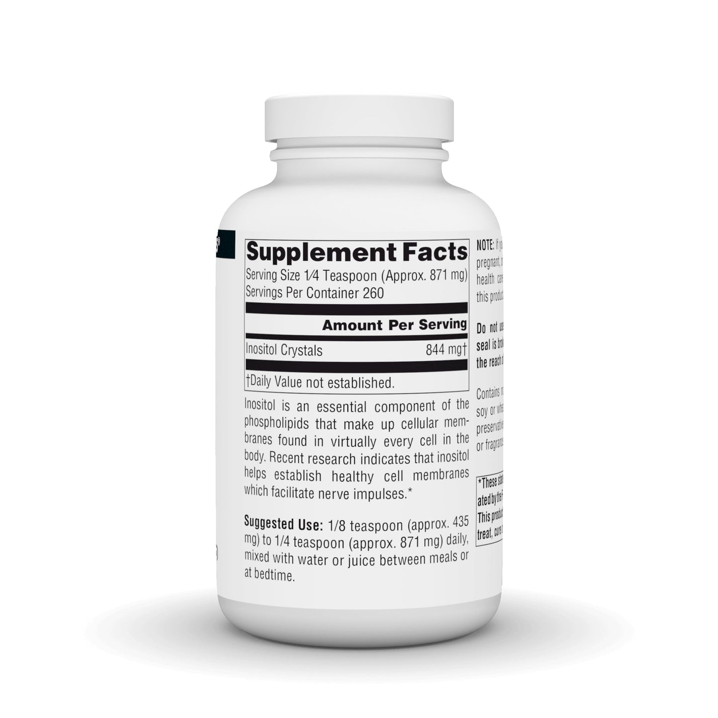 Etiqueta suplemento dietético Inositol puro Source Naturals