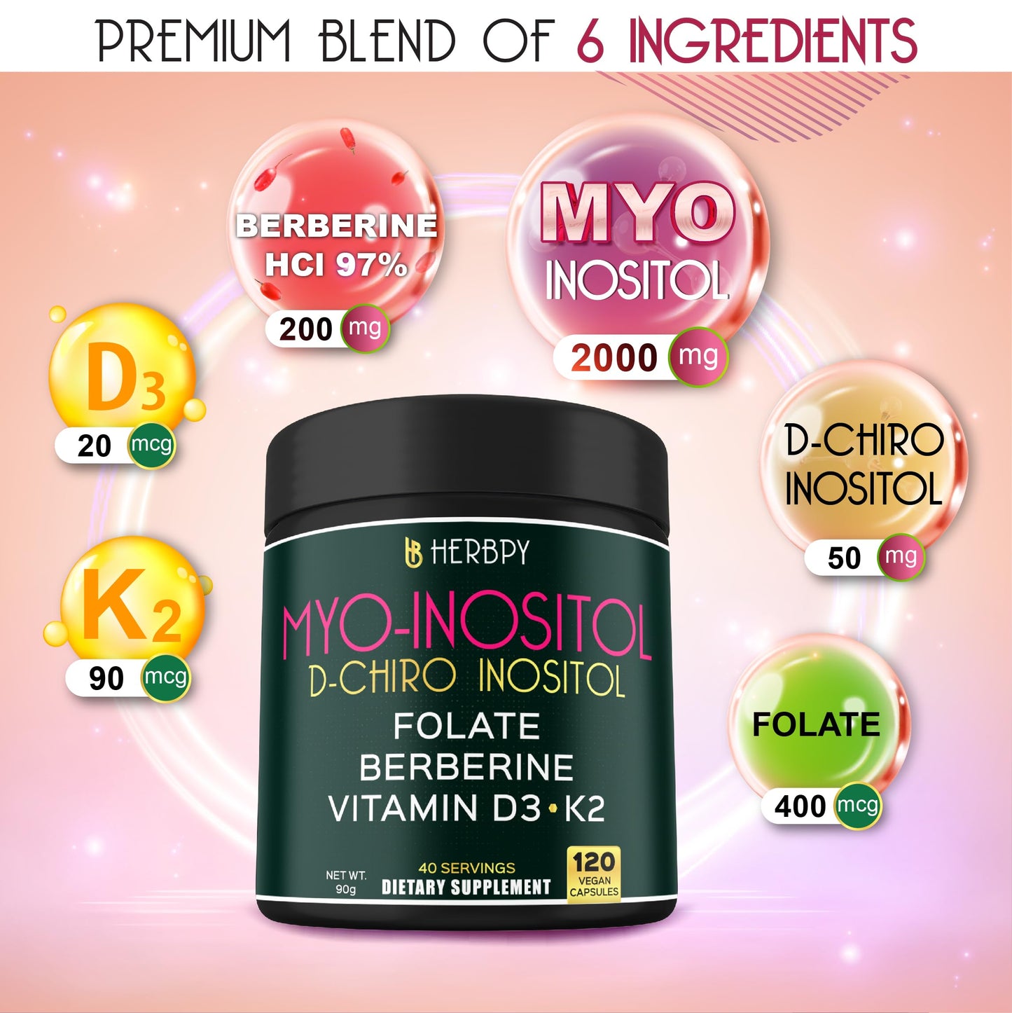 Etiqueta suplemento Herbpy mio-inositol d-chiro