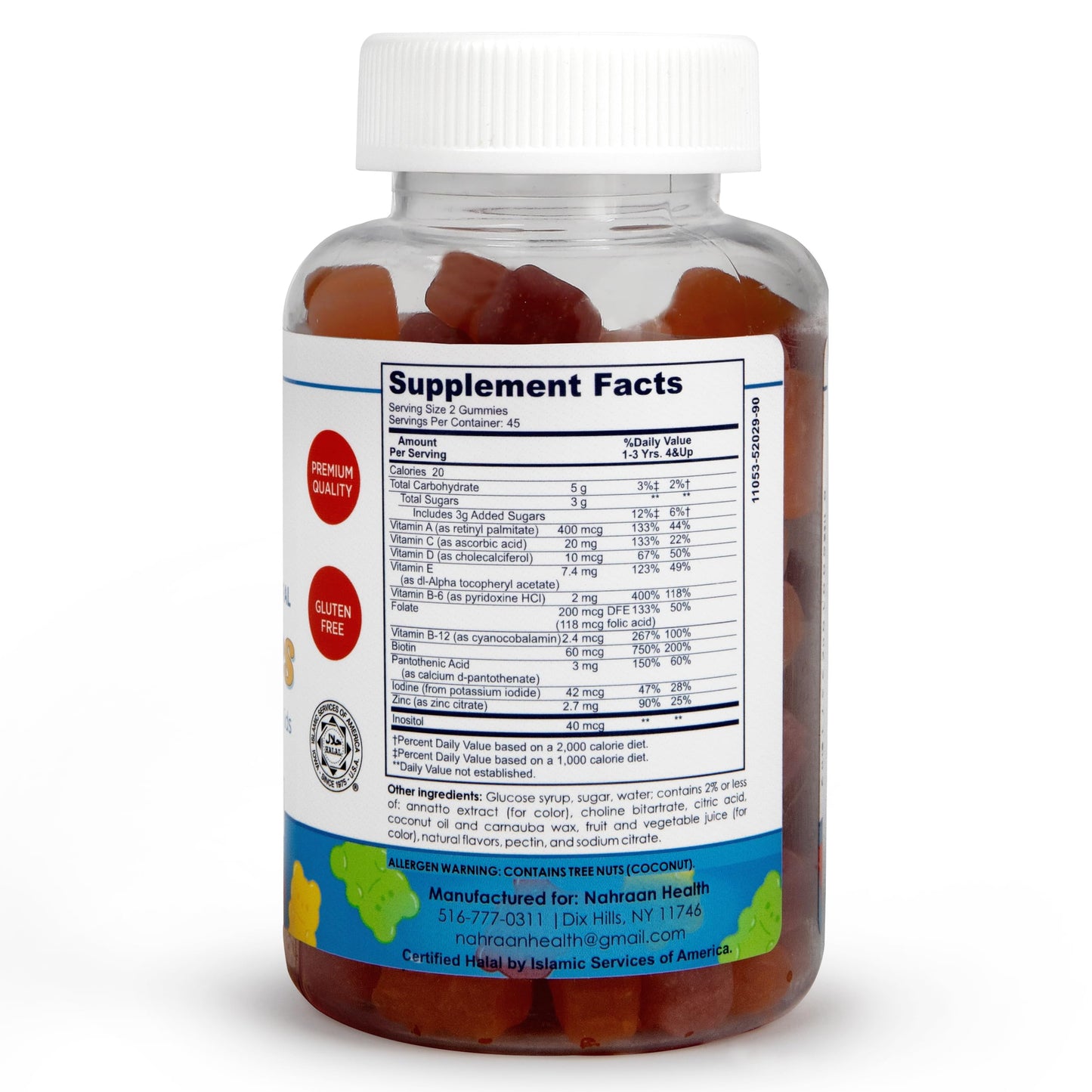 etiqueta suplemento infantil multivitaminas halal