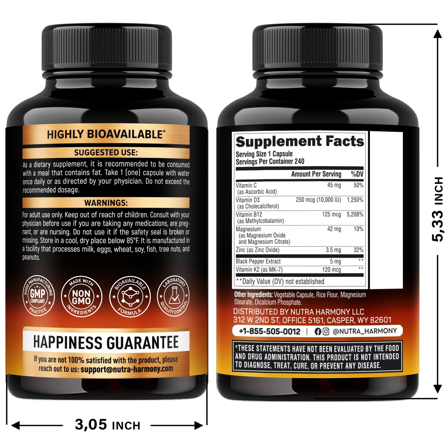 Etiqueta del producto suplemento menopausia NUTRAHARMONY