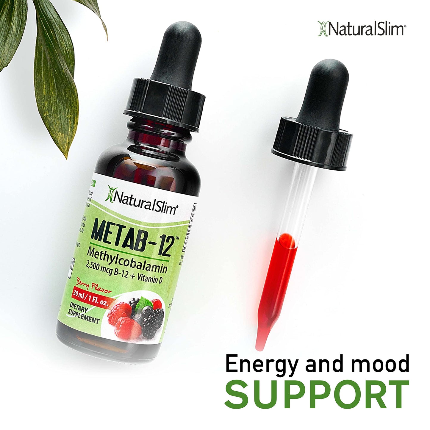 Etiqueta suplemento NaturalSlim Metab-12 gotas B12 D3