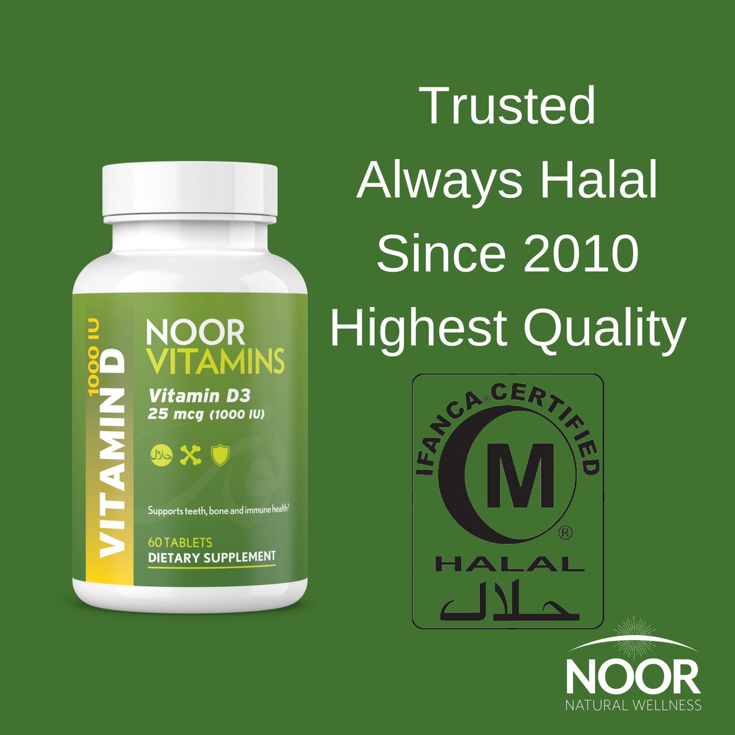 Etiqueta suplemento Noor Vitamins Vitamina D3 Halal