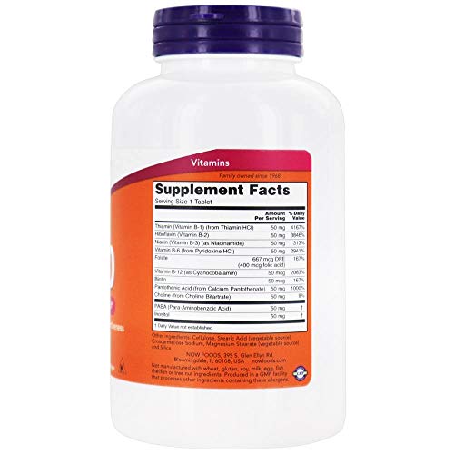 Etiqueta del suplemento NOW Foods B-50 complejo b