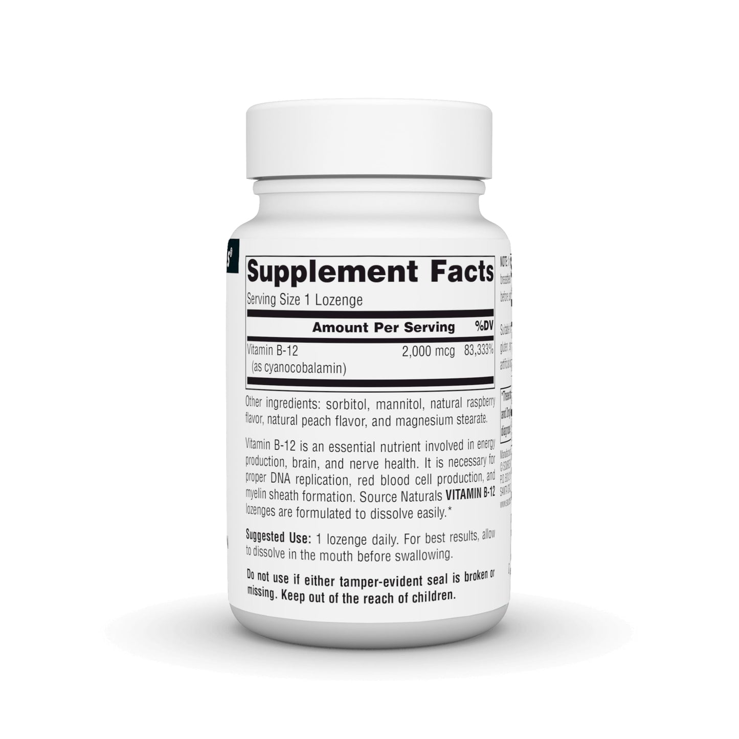 Etiqueta suplemento Source Naturals B-12 con información nutricional