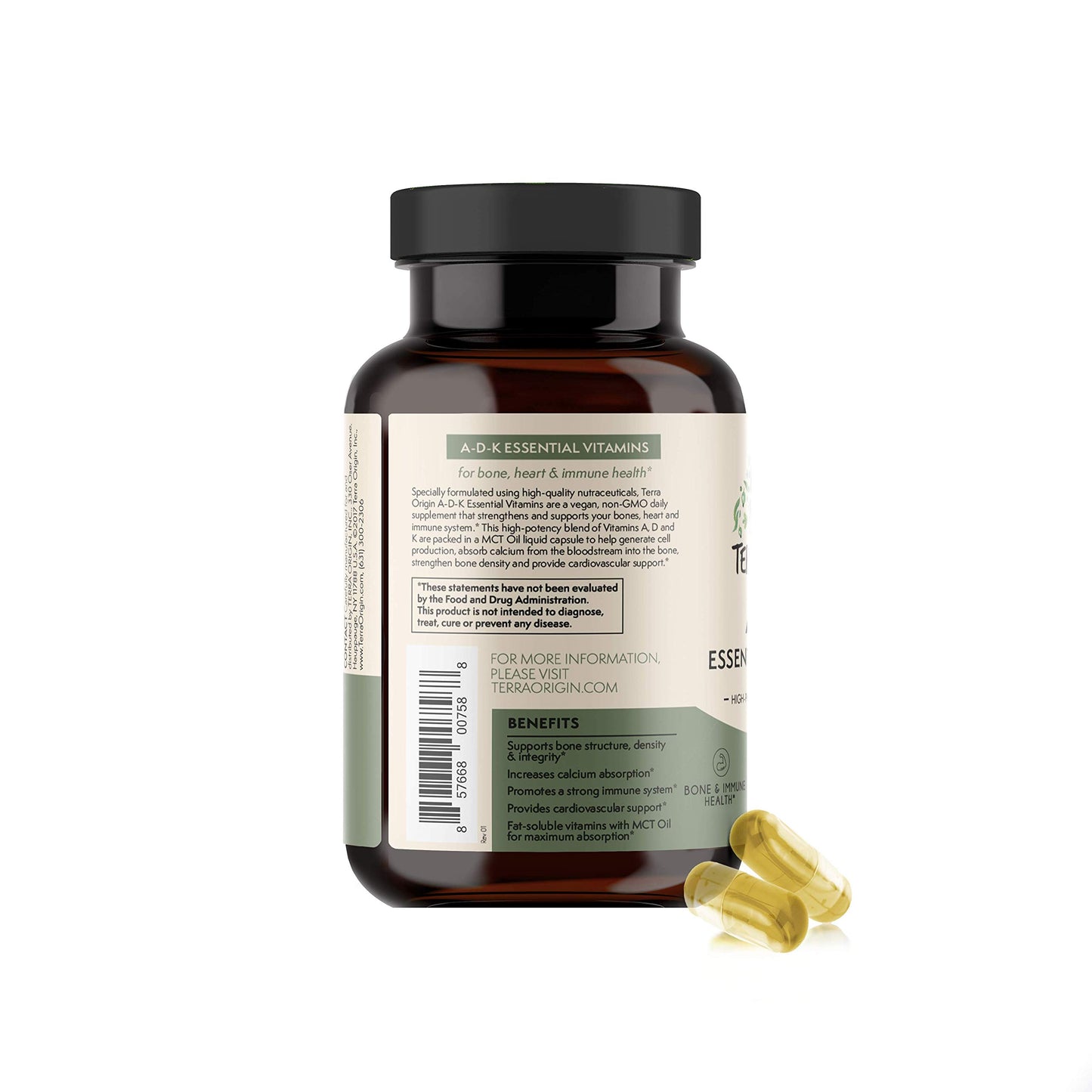 etiqueta suplemento Terra Origin ADK vitaminas esenciales