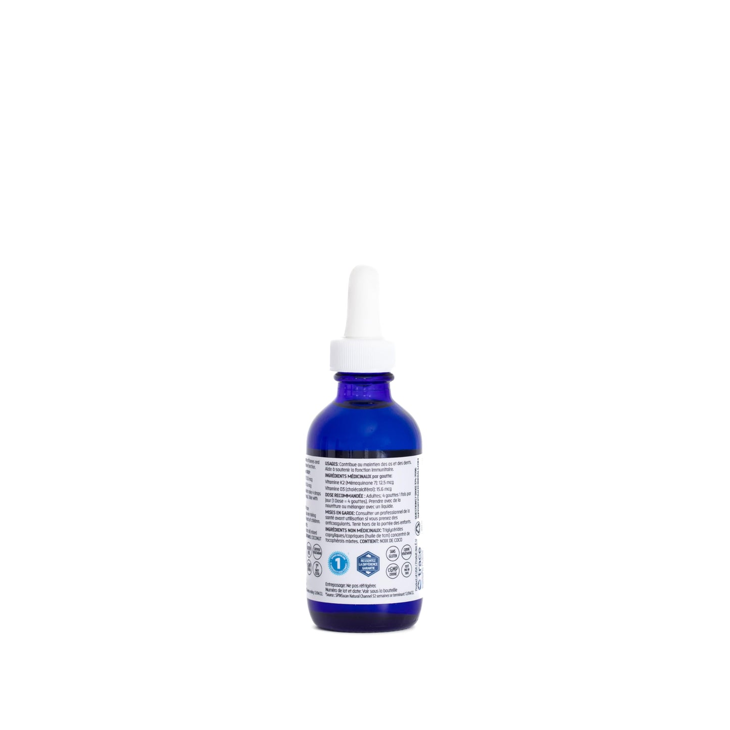 Etiqueta suplemento Trace Minerals D3 y K2 para huesos