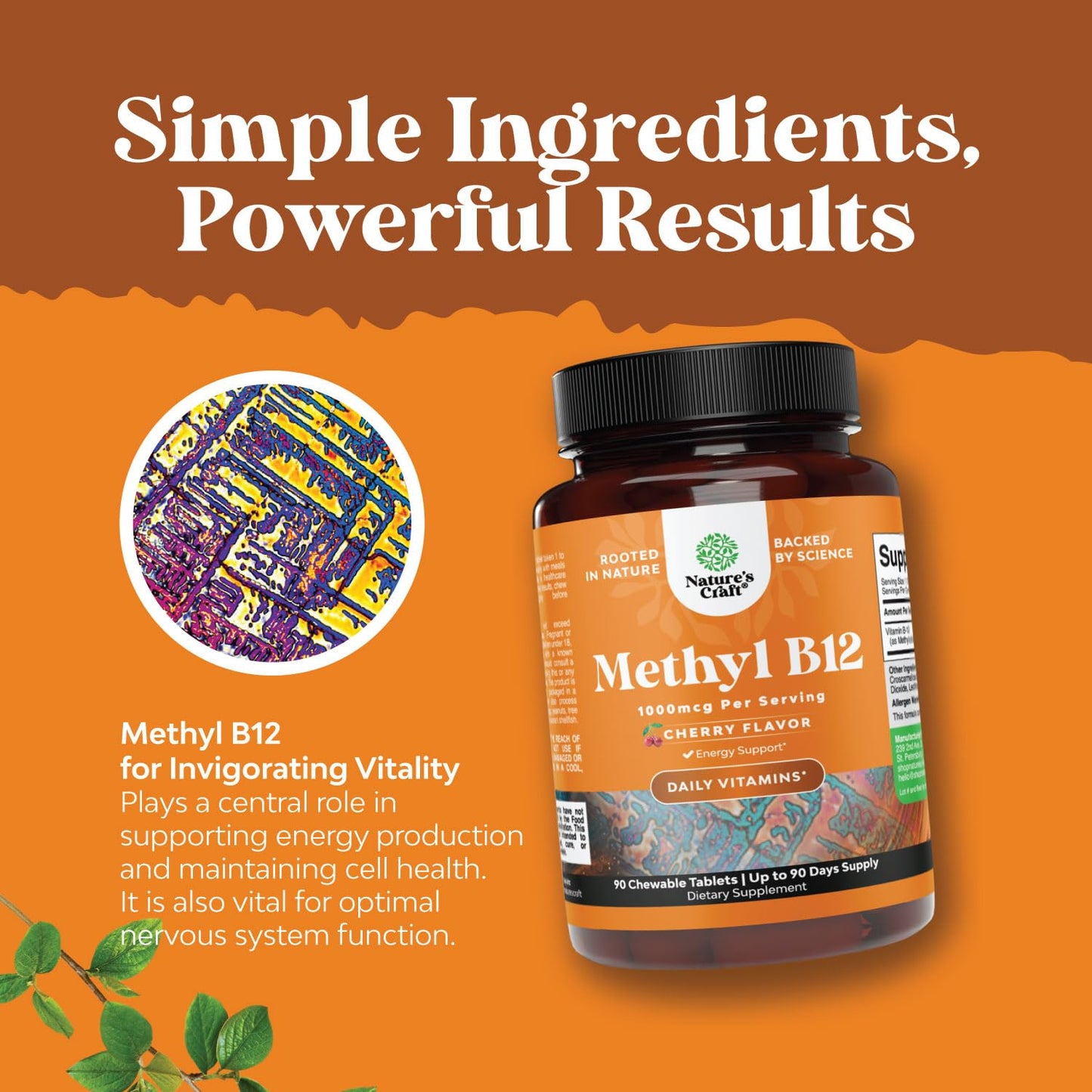Etiqueta suplemento Vitamina B12 1000 mcg Natures Craft