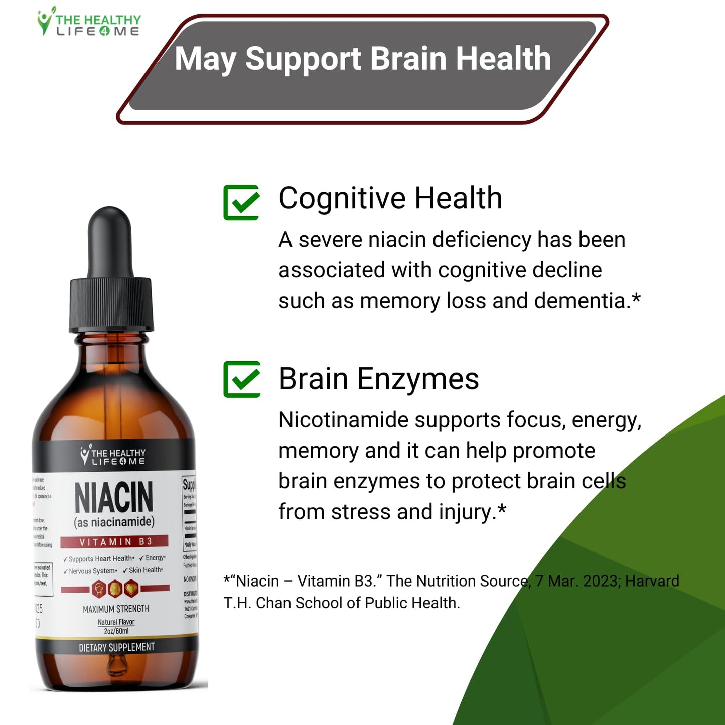 Etiqueta del suplemento vitamina B3 niacinamida líquida 20mg